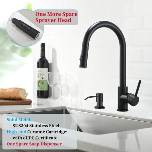 Black Kitchen Faucet HAVIN with Soap Dispenser