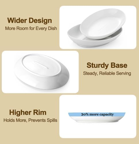 Oval Serving Platters Set of 2 (14" & 12"), Large Wide Ceramic Serving