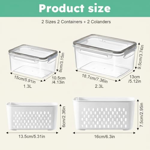 Fruit Storage Containers for Fridge 2 Pack, Fridge Organizers and