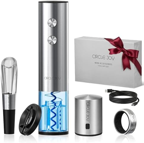 CIRCLE JOY Electric Wine Opener Rechargeable 5-in-1 Stainless Steel