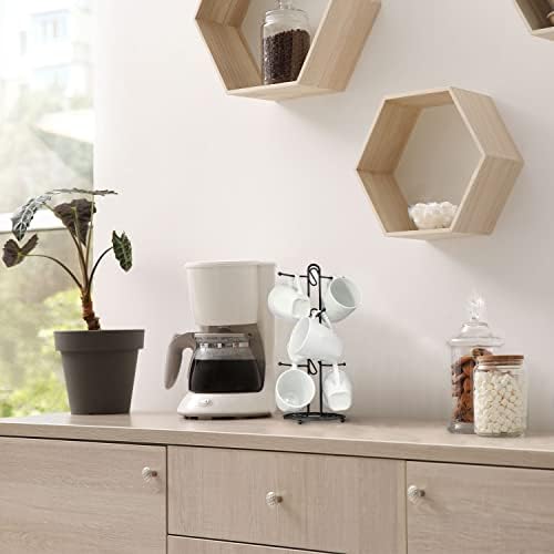 Blue Donuts Farmhouse Coffee Mug Rack, Coffee Mug Tree for 6 Mugs