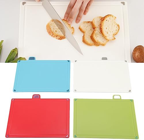 Plastic Cutting Board Set 4 Color Coded Non Slip Rubber Mats with