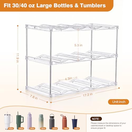 Large Compartment Water Bottle Organizer, Stackable Water Bottle