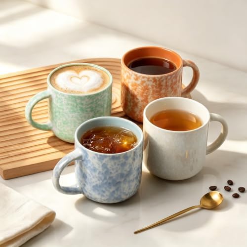 MONITO 12OZ Coffee Mugs Set of 4,Modern Ceramic Coffee Mugs Set with