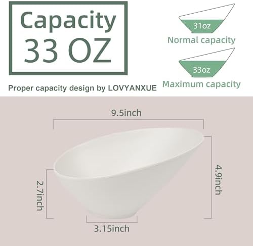 LOVYANXUE Salad Bowls, 4 Packs Serving Bowl, Compostable 33 Ounce