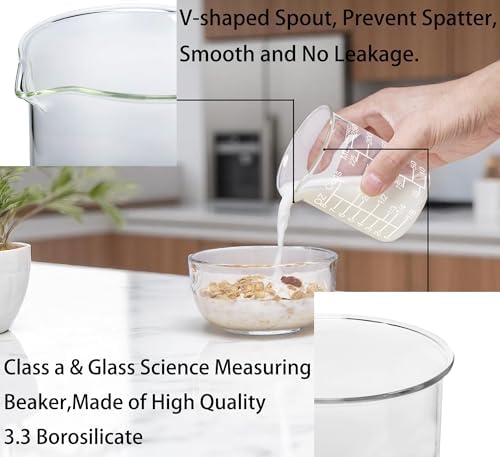 Ackers Etched Graduated Glass Measuring Cup - V-Shaped Spout- High