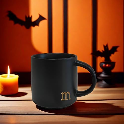 COLLECTIVE HOME Black Ceramic Coffee Mug, 15 oz Golden Monogram Tea