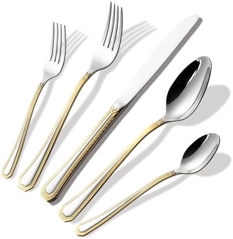 'Greek Key' 75-pc Luxury Flatware Set, Dining Silverware Cutlery