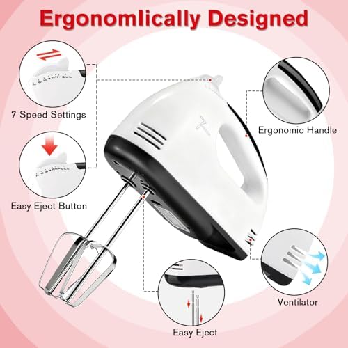 Showvigor Electric Hand Mixer with Stainless Steel Mixing Bowl Set –7