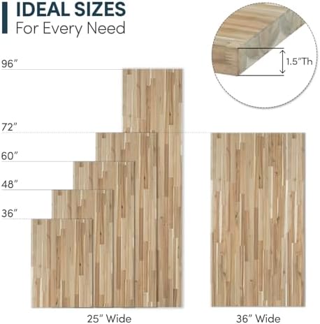 36''L x 25''W x 1.5''Th Acacia Solid Wood Butcher Block Countertop