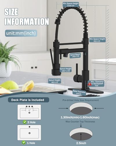 Single-Handle Kitchen Faucet with Pull-Down Sprayer, Black