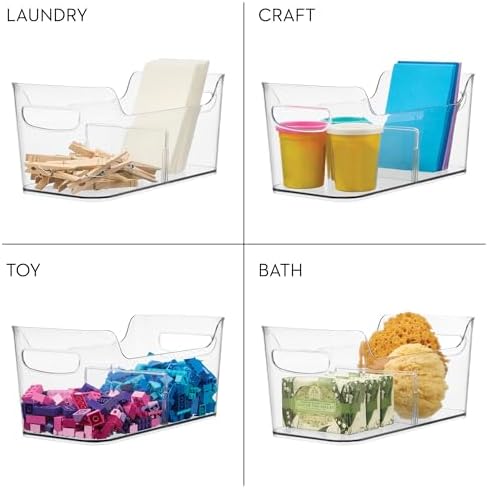 iDesign Divided Fridge Organizer Bin with Handles, Clear