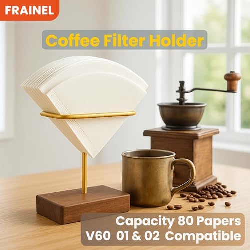 Walnut Wood Coffee Filter Holder, Cone Filter Paper Stand, Coffee