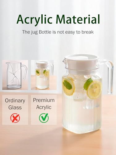 Acrylic Transparent Water Jugs Striped Pitcher with Lid 500ML