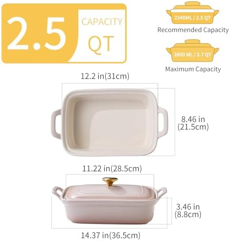 2.5 Qt Stoneware Casserole Dish with Lid