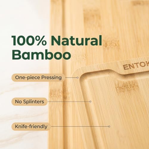 Natural Bamboo Cutting Board Set of 3 for Kitchen, Wood Chopping