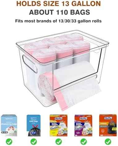 Trash Bag Holder, Acrylic Garbage Bag Dispenser with Bamboo Top