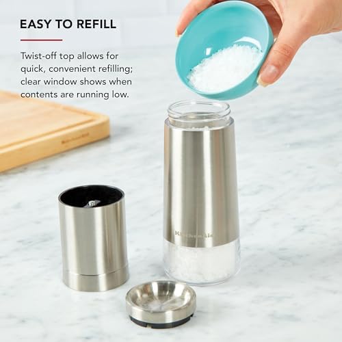 KitchenAid Stainless Steel Filled Salt Grinder, 8 Inch
