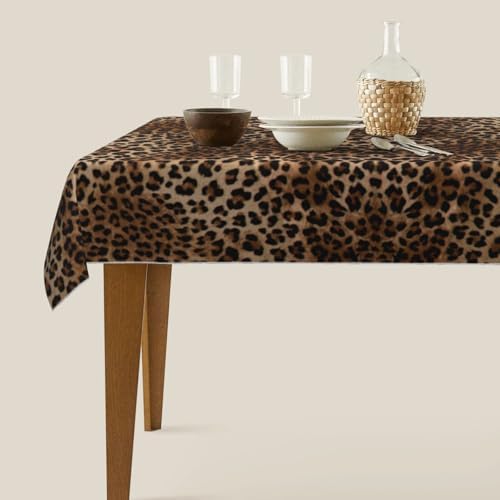 Leopard Rectangle Tablecloths 60x84 Inches Brown Cheetah Leopard Print