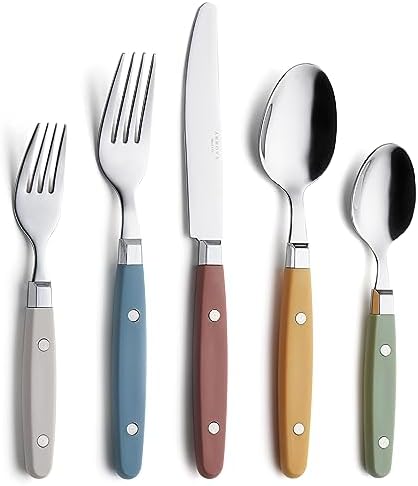 ANNOVA Silverware Set, Retro/Rivet Colorful Stainless Steel Tableware