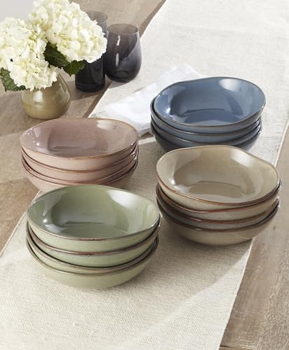 Oneida Organic Shades Sage Green Stoneware Pasta Bowl Set for 4