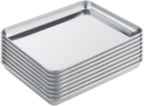 Acrux7 Quarter Sheet Pan Set of 8, Stainless Steel Baking Trays