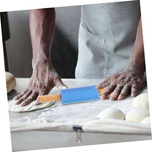 Mikinona 4pcs Silicone Rolling Pin Wood Handle Baking Roller Rolling