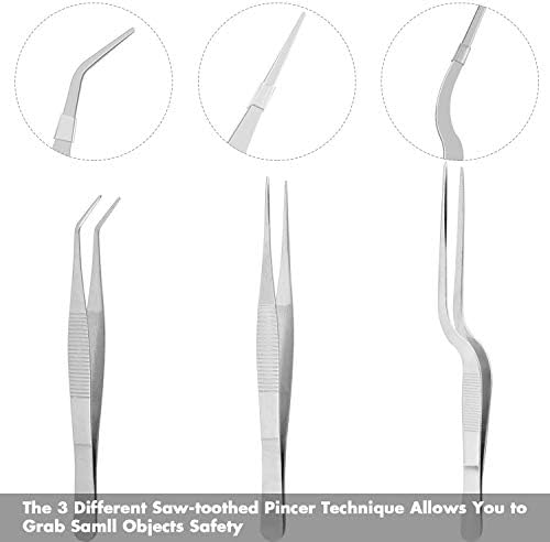 Cridoz 6 Pcs Stainless Steel Kitchen Cooking Tweezers Precision Tongs