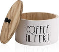 Penitue Round Coffee Filter Holder with Lid, Wooden Rustic Farmhouse