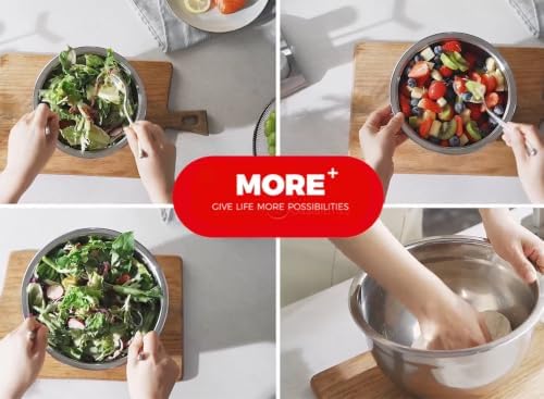 74oz Salad Bowl Kit with Lid & Tray, Scratch-Resistant 18/8 Stainless