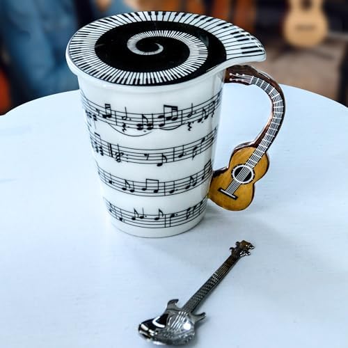Guitar Novelty Mug Unique Musical Gift Coffee Cup with Cool Music