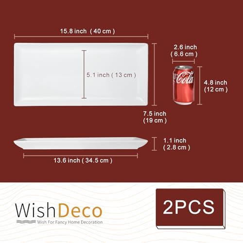WishDeco Large Serving Platter Set of 2, Long Ceramic Serving Tray
