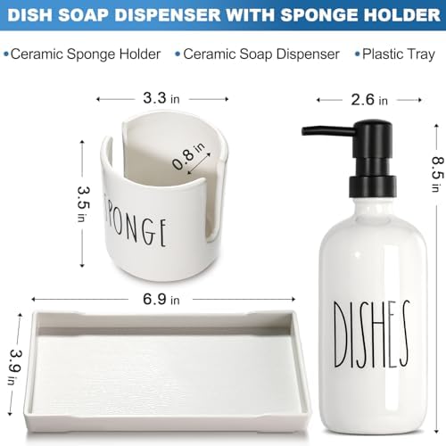 Dish Soap Dispenser for Kitchen, Ceramic Dish Soap Dispenser with