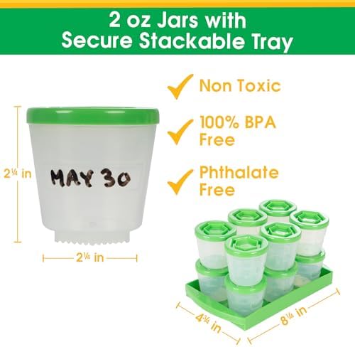 Baby Food Containers: Reusable Stackable Freezer Safe Storage Cups w