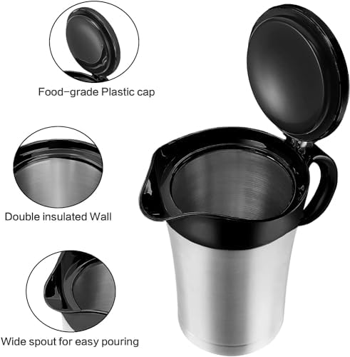 Double Insulated Gravy Boat,25Oz Stainless Steel Gravy Sauce Jug with