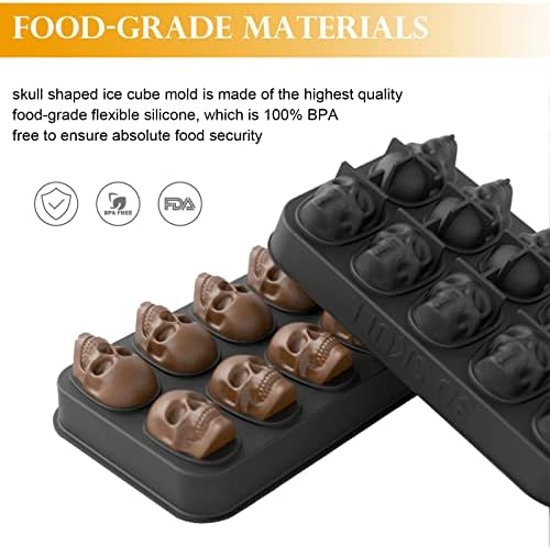 Ice Cube Trays,Silicone Ice Cube Mold Maker with Lid,Skull Head Style