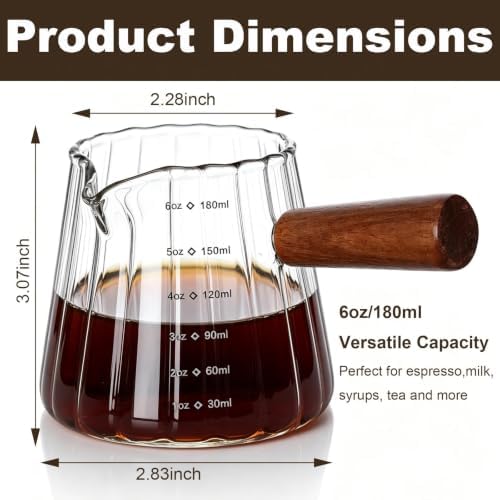 6OZ Espresso Shot Cups with Scale, Glass Measuring Cup, Coffee