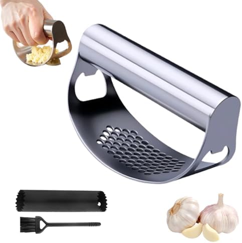 Stainless Steel Garlic Press Rocker with Peeler