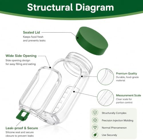 Leakproof The Original Salad Pod Container with Side Opening Lid