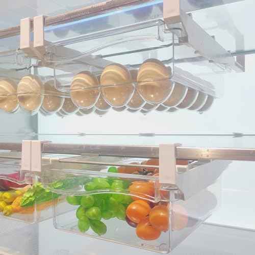 URALFA 2PCS Fridge Drawer Organizer and Egg Holder