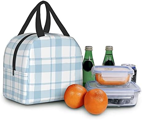 Plaid Blue Check Insulated Lunch Bag