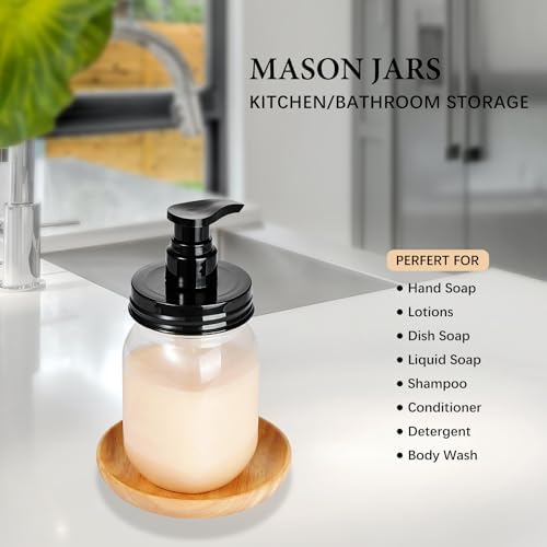 Amolliar Plastic Mason Jar Soap Dispenser, 16OZ, 4 Pack