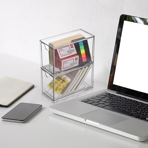ELLDOO 2 Drawers Tea Bag Organizer, Clear Acrylic Stackable Tea Bag