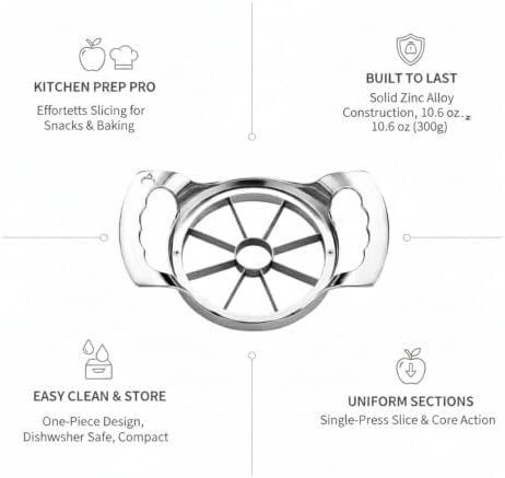 Effortless Apple Dividing with Uniform Wedges, Zinc Alloy Fruit