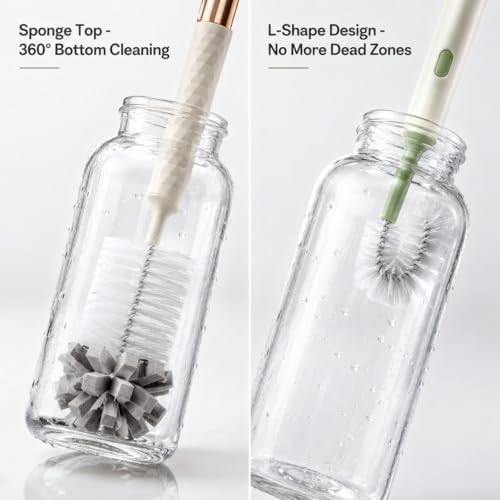 Water Bottle Cleaning Brush Set, 5-in-1 Bottle Brush Kit with Sponge
