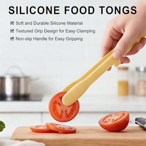 uxcell Silicone Tongs, 2-Pack, Gray