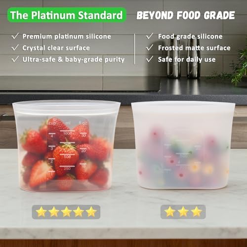 Silicone Reusable Food Bags, Family Storage Set, 10 Pack, 100%