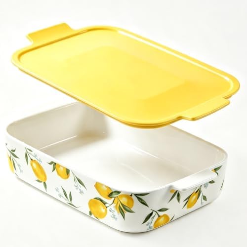 9x13 Ceramic Lemon Casserole Dish with Lid