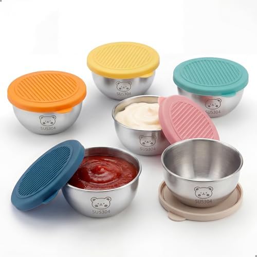 6-Pack Salad Dressing Container To Go (2.7 oz), Stainless Steel