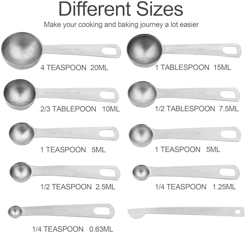 Measuring Cups and Spoons Set, 18/8 Stainless Steel Measuring Cups and